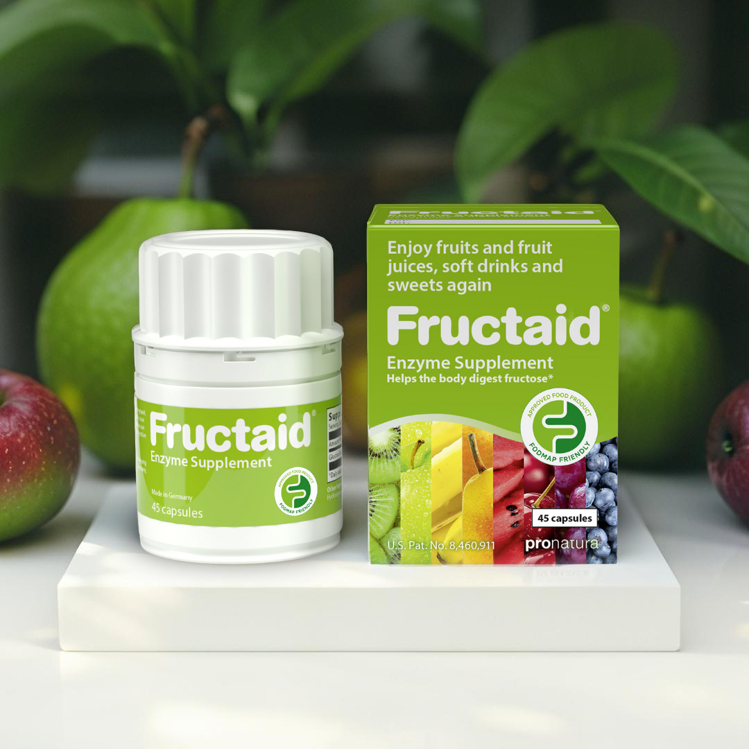 Fructose enzyme supplement bottle